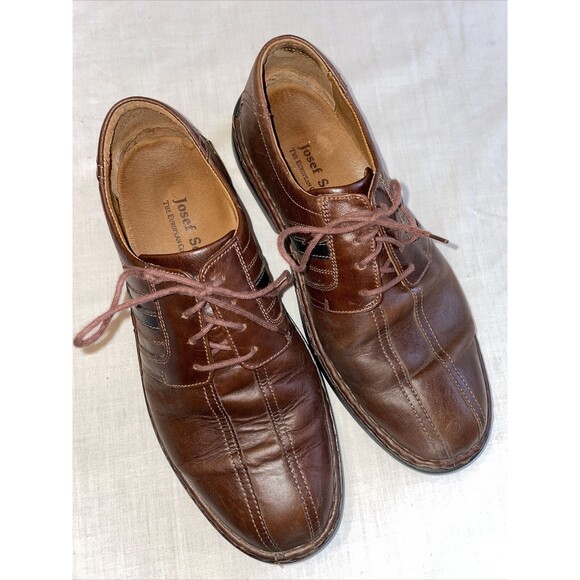Josef Seibel Casual Shoes Men’s Size 43 U.S. 9.5 Medium Brown Leather Lace Up - Picture 1 of 12